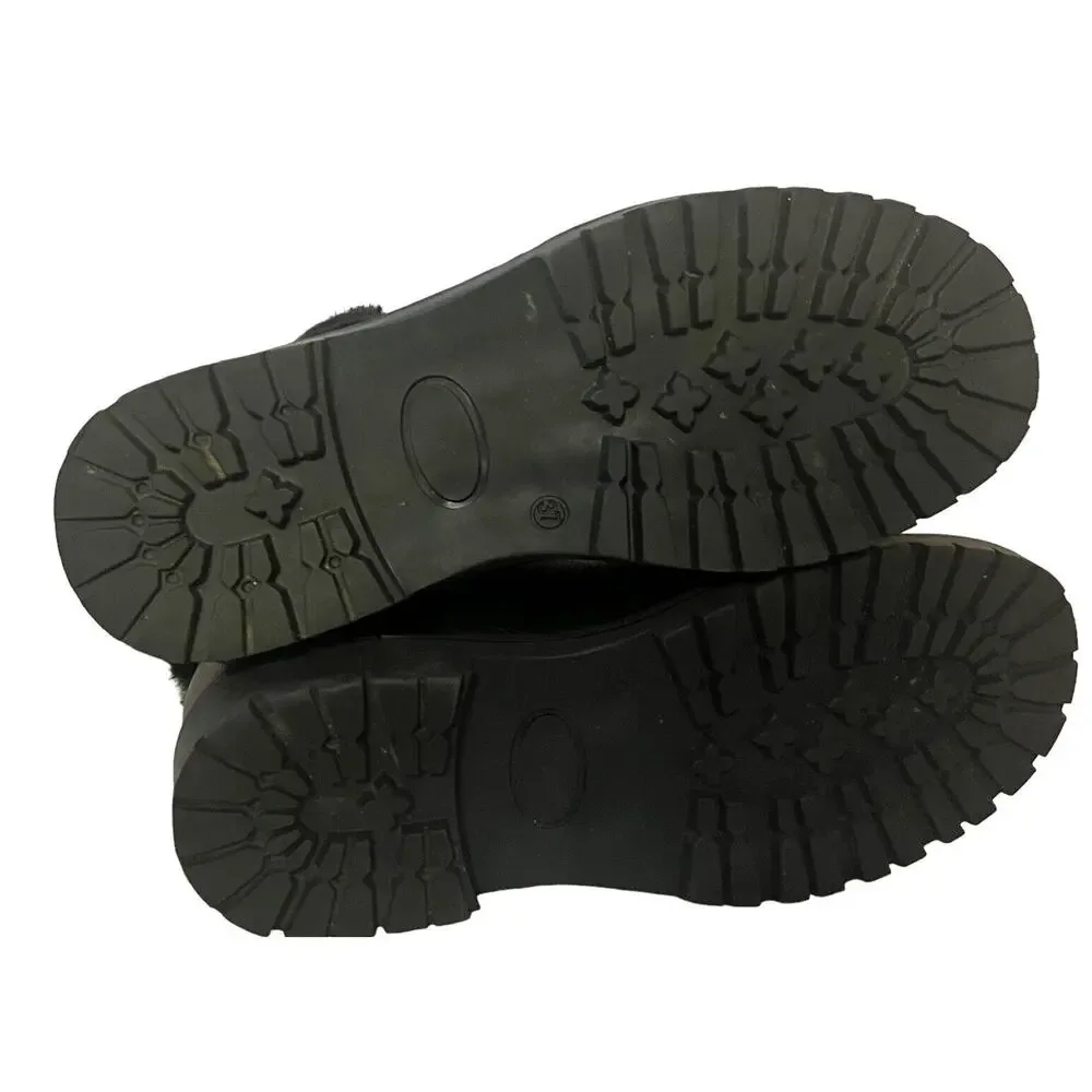 Oscar Sport •Women 37/US 6• Fur Boots Apres Ski Black Lace Up Winter Boots Italy